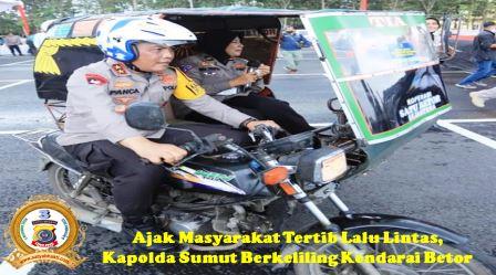 Ajak Masyarakat Tertib Lalu Lintas, Kapolda Sumut Berkeliling Kendarai Betor