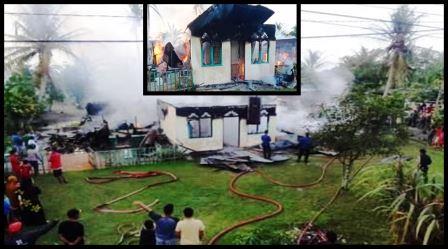 Dua Rumah Terbakar, Hebohkan Warga Dusun II, Desa Pagar Merbau I