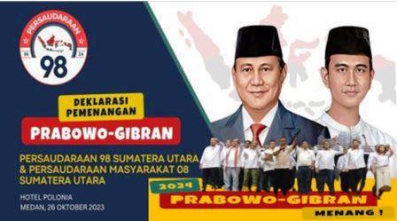 Gerak Cepat Menangkan Pasangan Prabowo-Gibran di Pilpres 2024, DPP Persaudaraan 98 Lantik Kepengurusan DPD Persaudaraan 98 Sumut