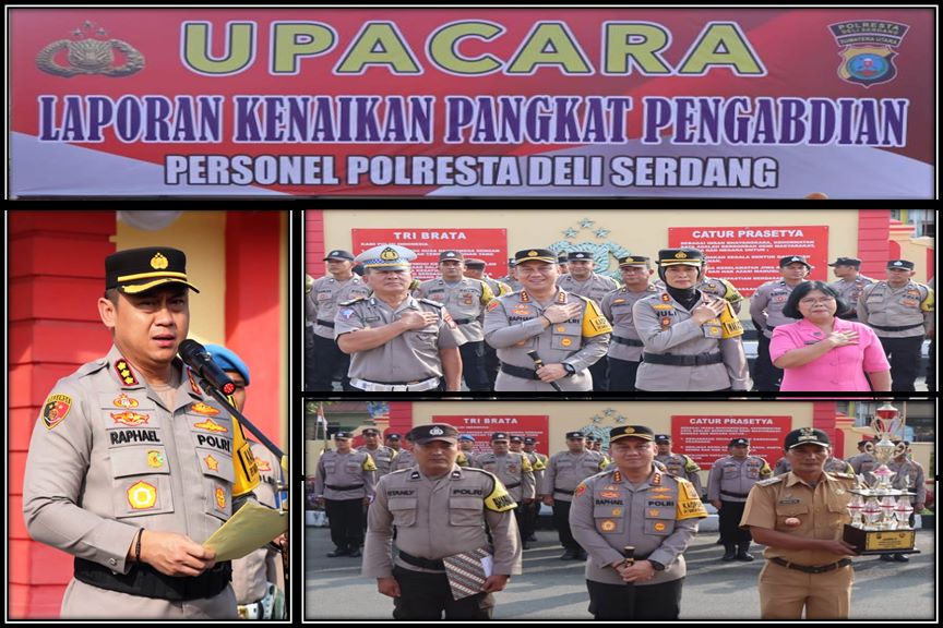 Selain Pimpin Upacara Kenaikan Pangkat Pengabdian, Kapolresta Deli Serdang Beri Reward Kepada Personil Peraih Juara 2 Lomba Satkamling Tingkat Polda Sumut