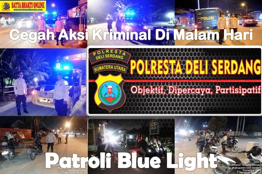 Cegah Aksi Kriminal Di Malam Hari, Polresta Deli Serdang Patroli Blue Light
