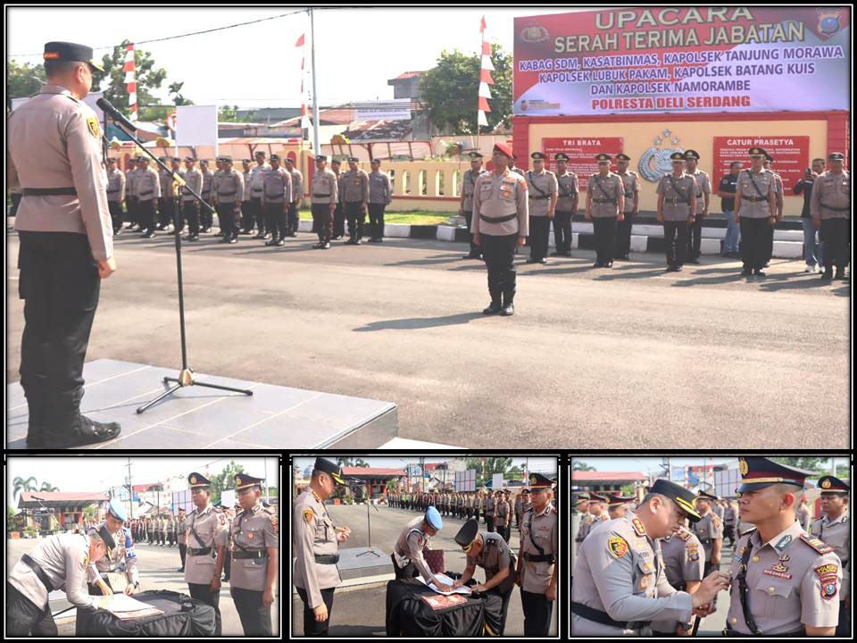 Kabag SDM, Kasat Binmas dan 4 Kapolsek Polresta Deli Serdang, Sertijab