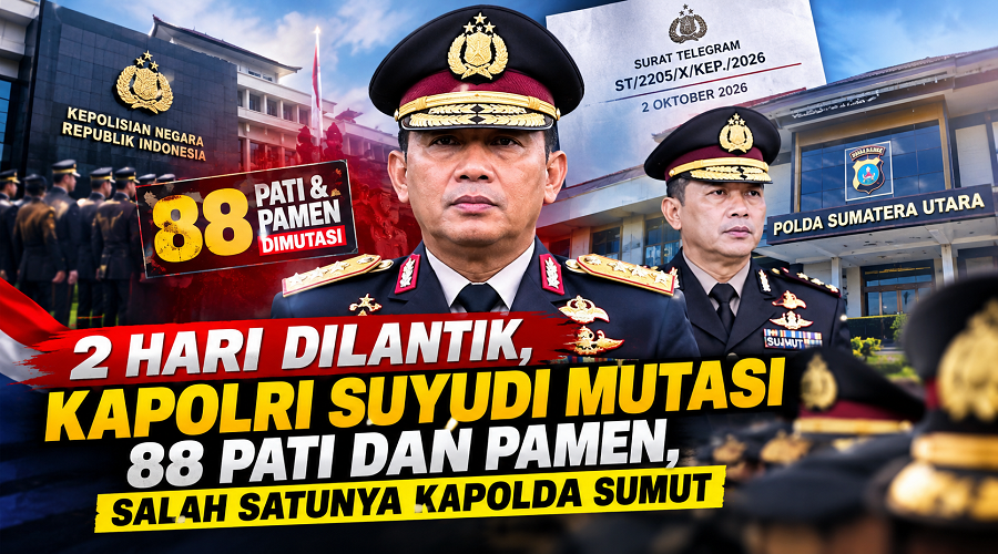 2 Hari Dilantik, Kapolri Suyudi Mutasi 88 Pati dan Pamen, Salah Satunya Kapolda Sumut